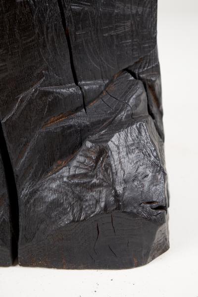  Logniture Logniture Burnt Black Solid Wood Rustic Side Table Pedestal Indoor Outdoor