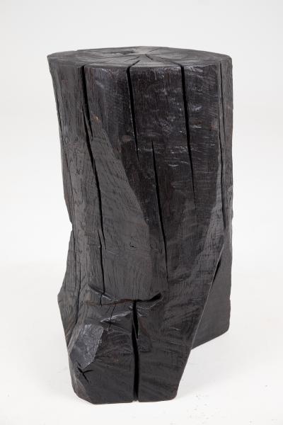  Logniture Logniture Burnt Black Solid Wood Rustic Side Table Pedestal Indoor Outdoor