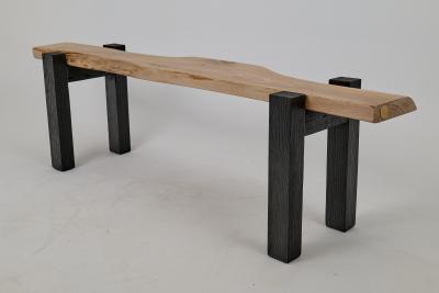  Logniture Logniture Live Edge Walnut Oak Bench Wabi Sabi Brutalist