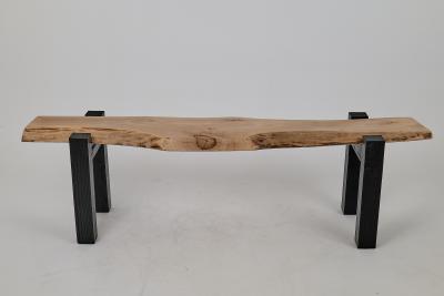  Logniture Logniture Live Edge Walnut Oak Bench Wabi Sabi Brutalist