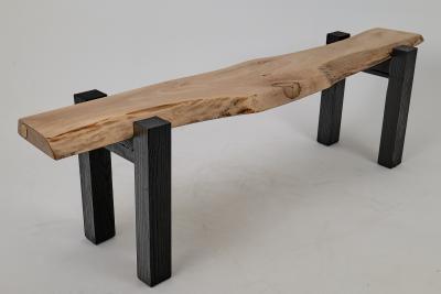  Logniture Logniture Live Edge Walnut Oak Bench Wabi Sabi Brutalist