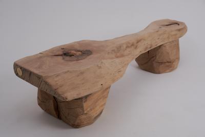  Logniture Logniture Live Edge Walnut Oak Bench Wabi Sabi Brutalist Log Furniture