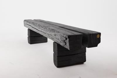  Logniture Logniture Reclaimed Charred Oak Beams 79 inch Bench Outdoor Indoor Organic