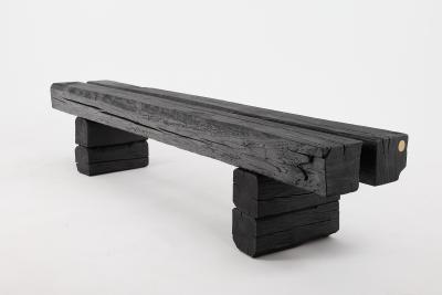 Logniture Logniture Reclaimed Charred Oak Beams 79 inch Bench Outdoor Indoor Organic
