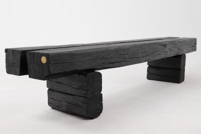  Logniture Logniture Reclaimed Charred Oak Beams 79 inch Bench Outdoor Indoor Organic