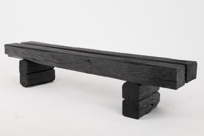  Logniture Logniture Reclaimed Charred Oak Beams 79 inch Bench Outdoor Indoor Organic