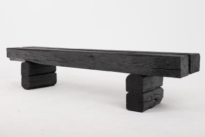  Logniture Logniture Reclaimed Charred Oak Beams 79 inch Bench Outdoor Indoor Organic