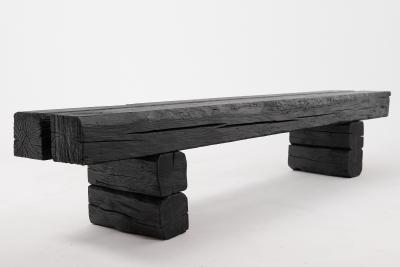  Logniture Logniture Reclaimed Charred Oak Beams 79 inch Bench Outdoor Indoor Organic