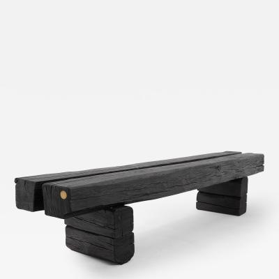  Logniture Logniture Reclaimed Charred Oak Beams 79 inch Bench Outdoor Indoor Organic