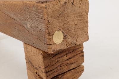  Logniture Logniture Reclaimed Oak Wood Brutalist Bench Natural and Eco Friendly