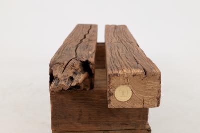  Logniture Logniture Reclaimed Oak Wood Brutalist Bench Natural and Eco Friendly