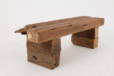  Logniture Logniture Reclaimed Oak Wood Brutalist Bench Natural and Eco Friendly