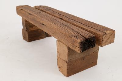  Logniture Logniture Reclaimed Oak Wood Brutalist Bench Natural and Eco Friendly