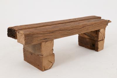  Logniture Logniture Reclaimed Oak Wood Brutalist Bench Natural and Eco Friendly