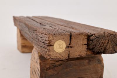  Logniture Logniture Reclaimed Oak Wood Brutalist Bench Natural and Eco Friendly