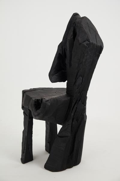  Logniture Logniture Rustic Sculptural Chair Solid Burnt Oak Wood Original 1 1 Jownik