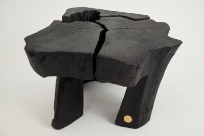  Logniture Logniture Rustic Sculptural Coffee Table Burnt Black Oak Wood Unique
