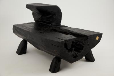  Logniture Logniture Rustic Sculptural Coffee Table Burnt Black Oak Wood Unique