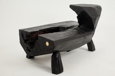  Logniture Logniture Rustic Sculptural Coffee Table Burnt Black Oak Wood Unique