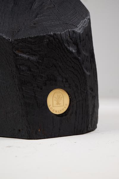  Logniture Logniture Solid Burnt Black Wood Rustic Sculptural Side Table Pedestal Unique