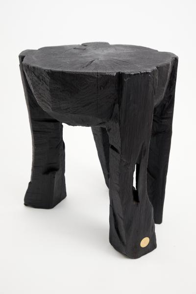  Logniture Logniture Solid Burnt Wood Oak Side Table Wine Table Chainsaw Carved