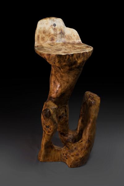  Logniture Makha Rustic Bar Chair Functional Sculpture Carved From Single Piece of Wood