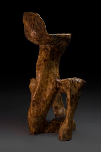  Logniture Makha Rustic Bar Chair Functional Sculpture Carved From Single Piece of Wood