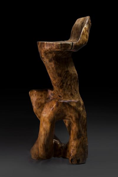  Logniture Makha Rustic Bar Chair Functional Sculpture Carved From Single Piece of Wood