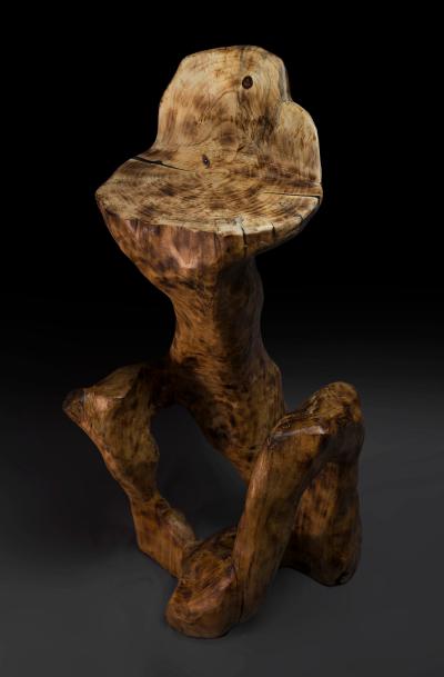  Logniture Makha Rustic Bar Chair Functional Sculpture Carved From Single Piece of Wood