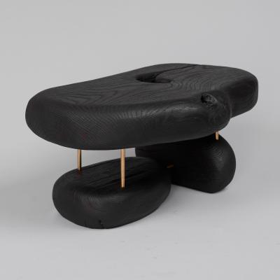 Logniture Original Contemporary Design Burnt Oak with Brass Unique Side Table