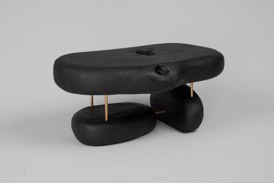 Logniture Original Contemporary Design Burnt Oak with Brass Unique Side Table