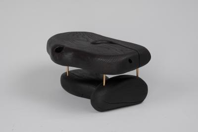 Logniture Original Contemporary Design Burnt Oak with Brass Unique Side Table