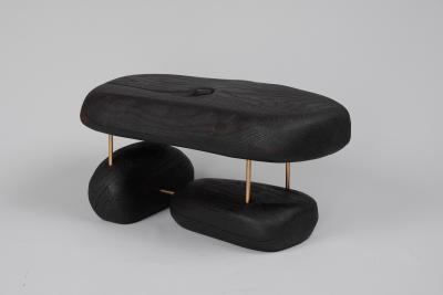 Logniture Original Contemporary Design Burnt Oak with Brass Unique Side Table