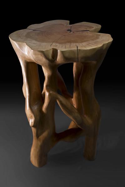 Logniture Perun Sculpturall Bar Table Functional Sculpture Carved From Tree Log