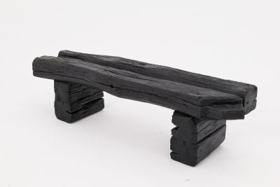  Logniture Rustic Blackened Wood Garden Bench with Raw Organic Form Indoor Outdoor