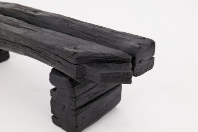  Logniture Rustic Blackened Wood Garden Bench with Raw Organic Form Indoor Outdoor