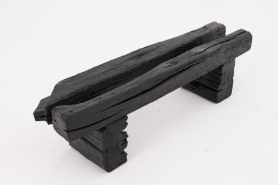  Logniture Rustic Blackened Wood Garden Bench with Raw Organic Form Indoor Outdoor