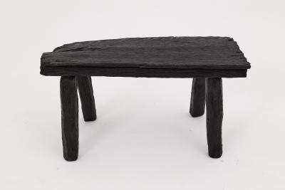  Logniture Rustic Blackened Wood stool with Raw Organic Form Indoor Outdoor