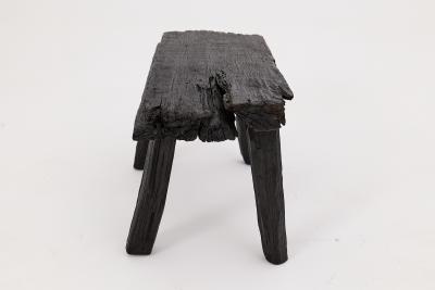  Logniture Rustic Blackened Wood stool with Raw Organic Form Indoor Outdoor