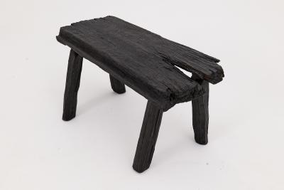 Logniture Rustic Blackened Wood stool with Raw Organic Form Indoor Outdoor