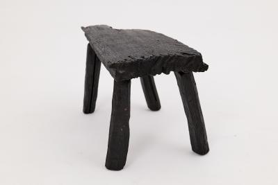  Logniture Rustic Blackened Wood stool with Raw Organic Form Indoor Outdoor
