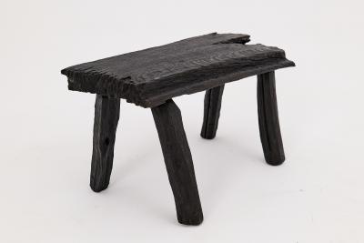  Logniture Rustic Blackened Wood stool with Raw Organic Form Indoor Outdoor