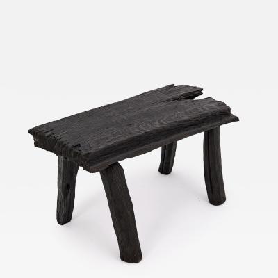  Logniture Rustic Blackened Wood stool with Raw Organic Form Indoor Outdoor