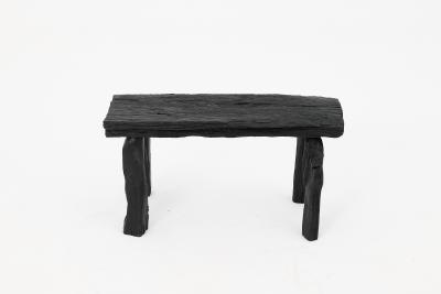  Logniture Rustic Blackened Wood stool with Raw Organic Form Indoor Outdoor