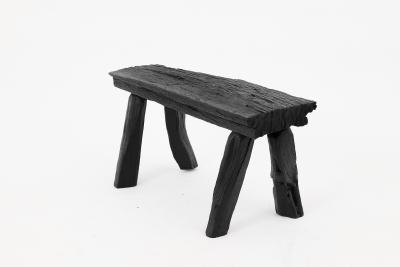  Logniture Rustic Blackened Wood stool with Raw Organic Form Indoor Outdoor