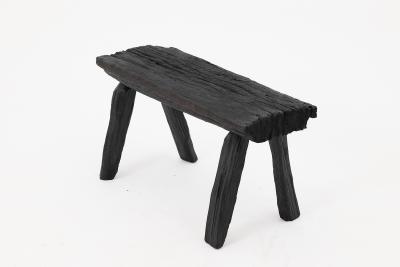  Logniture Rustic Blackened Wood stool with Raw Organic Form Indoor Outdoor