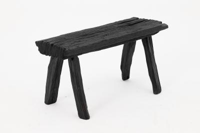  Logniture Rustic Blackened Wood stool with Raw Organic Form Indoor Outdoor