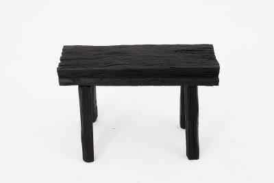  Logniture Rustic Blackened Wood stool with Raw Organic Form Indoor Outdoor