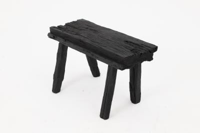  Logniture Rustic Blackened Wood stool with Raw Organic Form Indoor Outdoor
