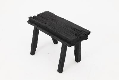  Logniture Rustic Blackened Wood stool with Raw Organic Form Indoor Outdoor